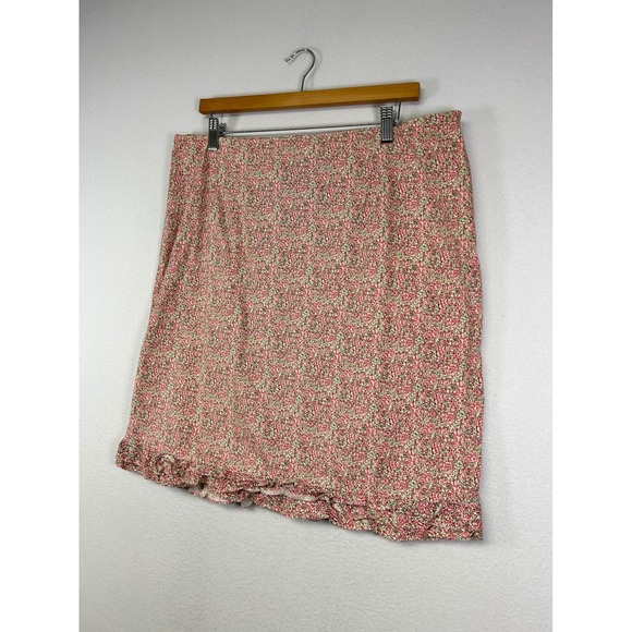 Cottagecore American Eagle Womens 14 Pink Ditsy Floral Ruffle Hem Mini Skirt - Picture 9 of 9